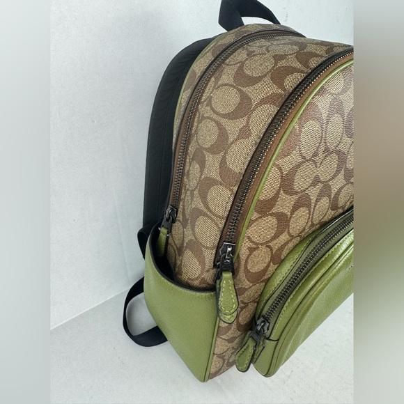Coach Tan and Green Monogram Backpack main image 7
